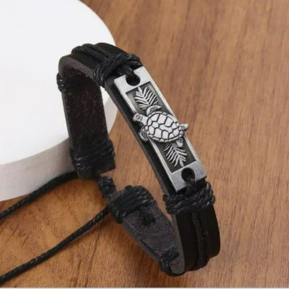 Jewelry - Men's Simple Vintage Turtle Head Handmade Faux Leather Bracelet